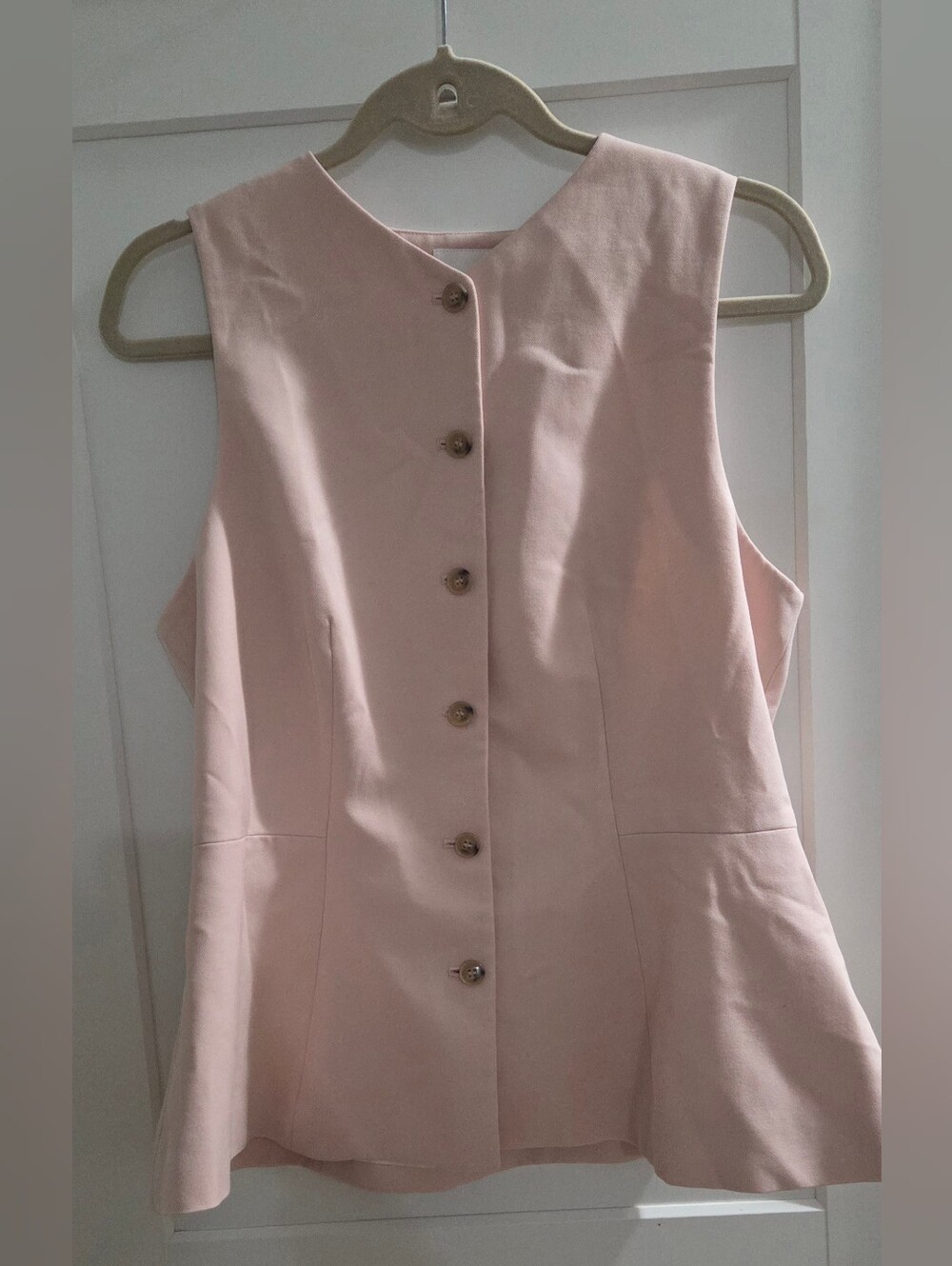 H&M Blush Pink Button Front Peplum Vest – Size M